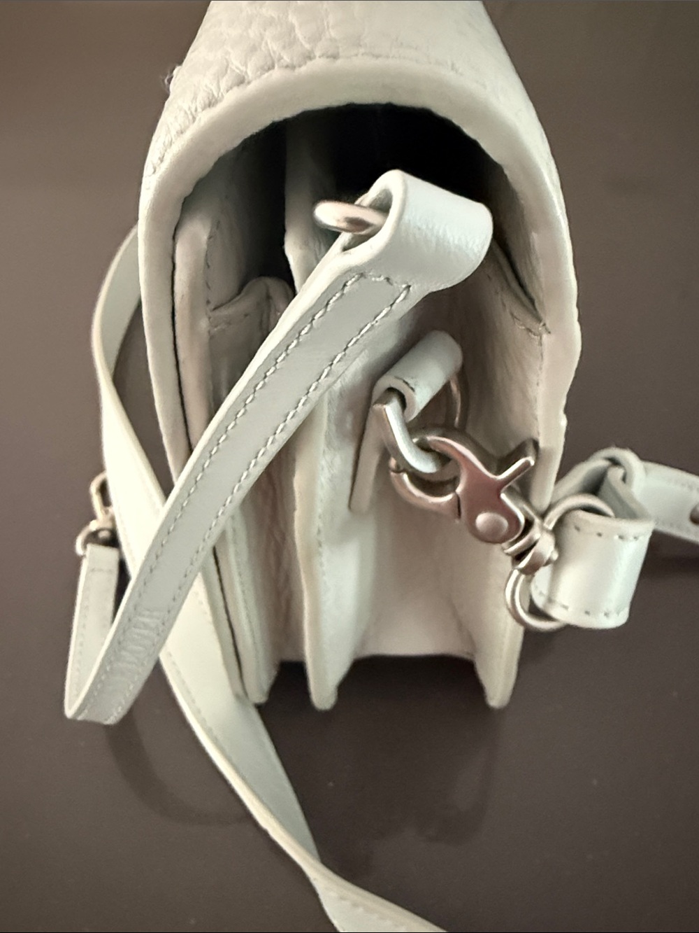 NWOT Dagne Dover Light Blue-Grey Leather Crossbody Bag with Star Embroidery - Picture 5 of 6